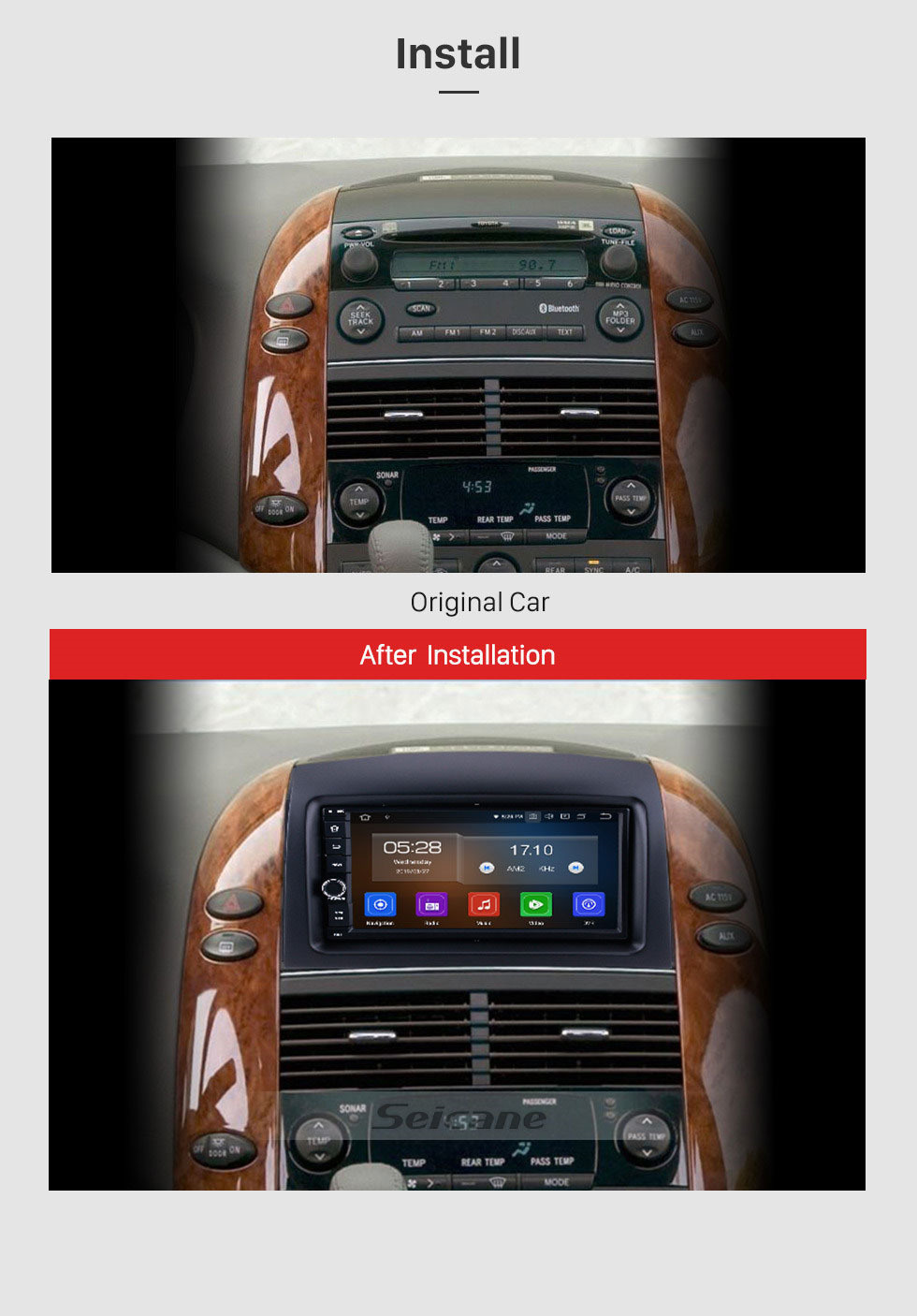 Seicane 2004 2005 2006-2010 Toyota Sienna Android 10.0 Radio GPS Navigation 7 inch HD Touch Screen Head unit With Bluetooth WIFI music SWC USB support SD Carplay DVD 1080P Video Seicane 2004 2005 2006-2010 Toyota Sienna Android 10.0 Radio GPS Navigation 7 inch HD Touch Screen Head unit With Bluetooth WIFI music SWC USB support SD Carplay DVD 1080P Video