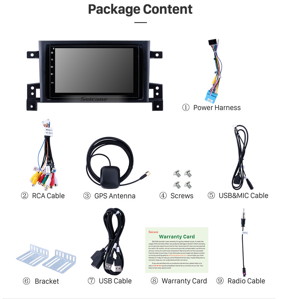 Seicane 7 inch OEM Android 10.0 Radio GPS Navigation system for 2005-2013 Suzuki Vitara Bluetooth Mirror link Touch Screen Steering Wheel control WIFI support OBD2 DVD player DVR Backup camera Seicane 7 inch OEM Android 10.0 Radio GPS Navigation system for 2005-2013 Suzuki Vitara Bluetooth Mirror link Touch Screen Steering Wheel control WIFI support OBD2 DVD player DVR Backup camera