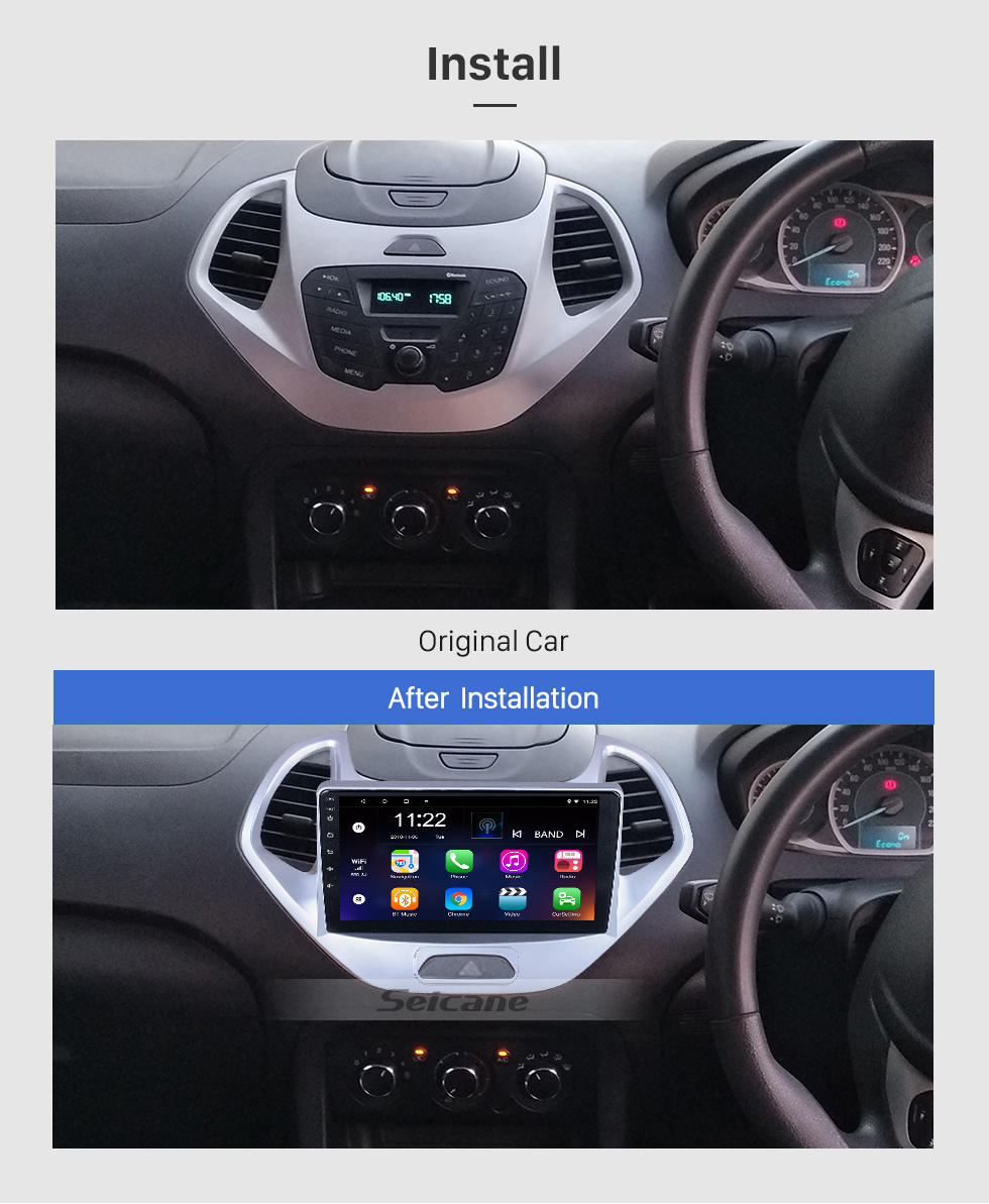 Seicane OEM 9-дюймовый Android 10.0 для 2019 Ford Figo Radio с Bluetooth HD с сенсорным экраном Поддержка GPS-навигатора Carplay TPMS