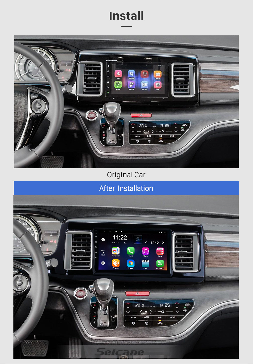 Seicane Écran tactile HD 9 pouces pour 2018 Honda Elysion Radio Android 10.0 Système de navigation GPS avec prise en charge Bluetooth Carplay