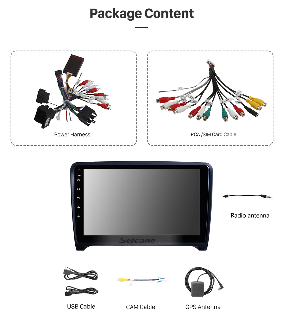 Seicane Para 2000 Audi TT Radio 9 polegadas Android 10.0 HD Touchscreen Sistema de Navegação GPS com suporte Bluetooth Carplay Câmera traseira