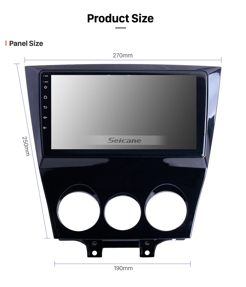 Seicane Android 12.0 9 polegadas para 2003-2010 Mazda RX8 Rádio HD Touchscreen Sistema de Navegação GPS com suporte a Bluetooth Carplay Câmera de Backup