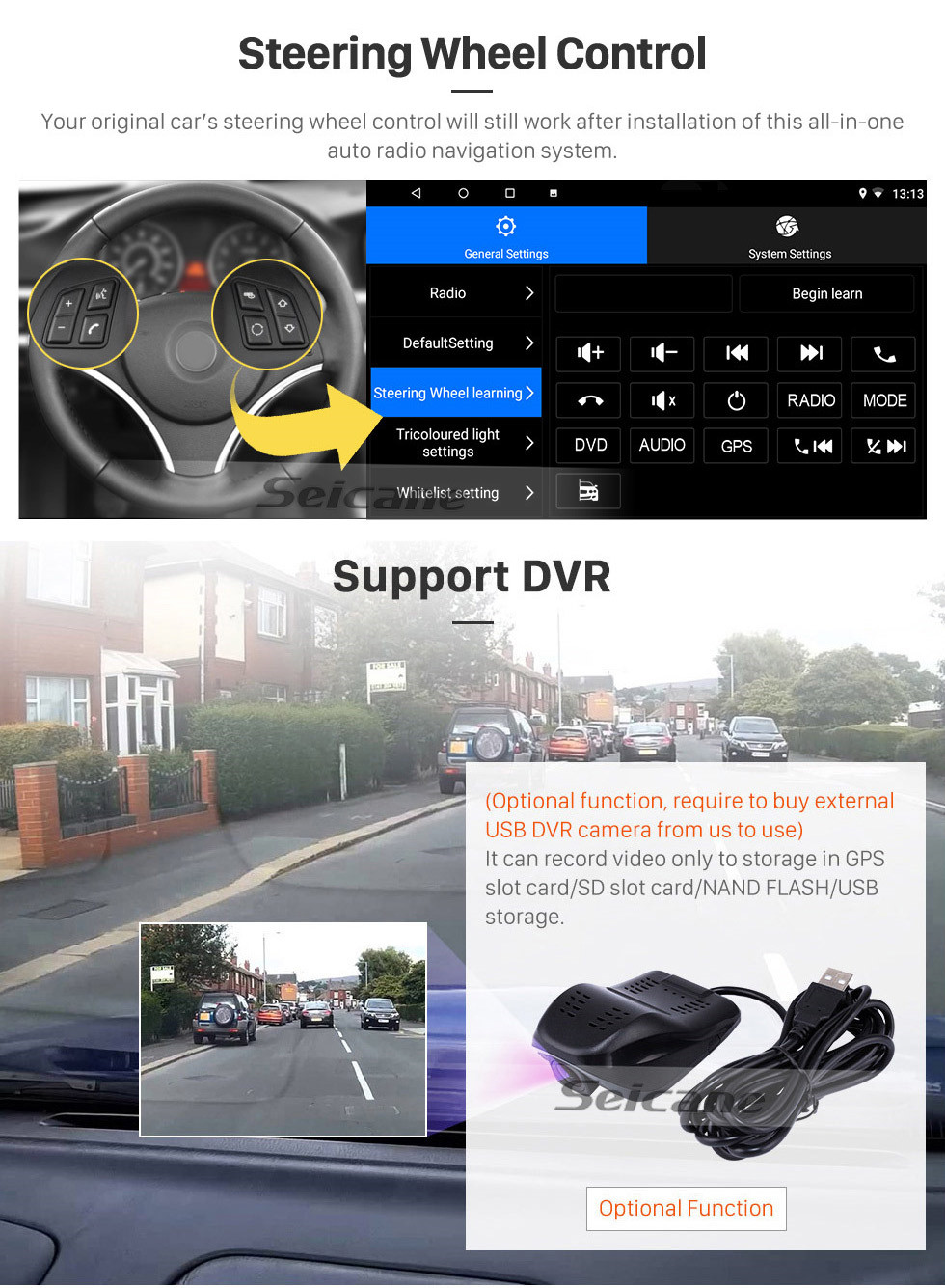 Seicane Para 2015 2016 2017-2020 Renault Duster Radio 9 polegadas Android 10.0 HD Touchscreen Sistema de navegação GPS com suporte para Bluetooth Carplay OBD2
