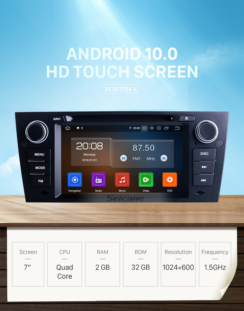 Seicane OEM 7 pouces Android 10.0 pour 2012 BMW 3 Series E90 Radio A / C automatique / manuelle avec Bluetooth HD à écran tactile Système de navigation GPS Support Carplay DVR