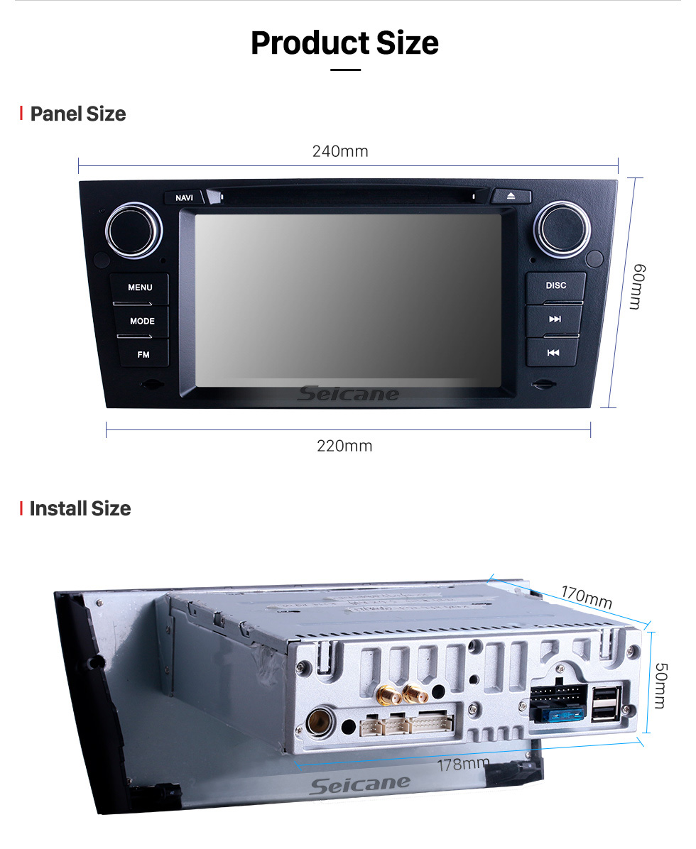 Seicane OEM 7 inch Android 10.0 for 2012 BMW 3 Series E90 Auto/Manual A/C Radio with Bluetooth HD Touchscreen GPS Navigation System Carplay support DVR