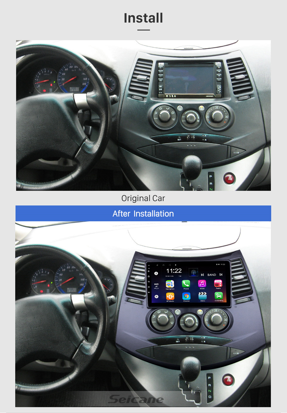 Seicane OEM 9 Zoll Android 10.0 für 2006 Mitsubishi Grandis Radio mit Bluetooth HD Touchscreen GPS-Navigationssystem unterstützt Carplay