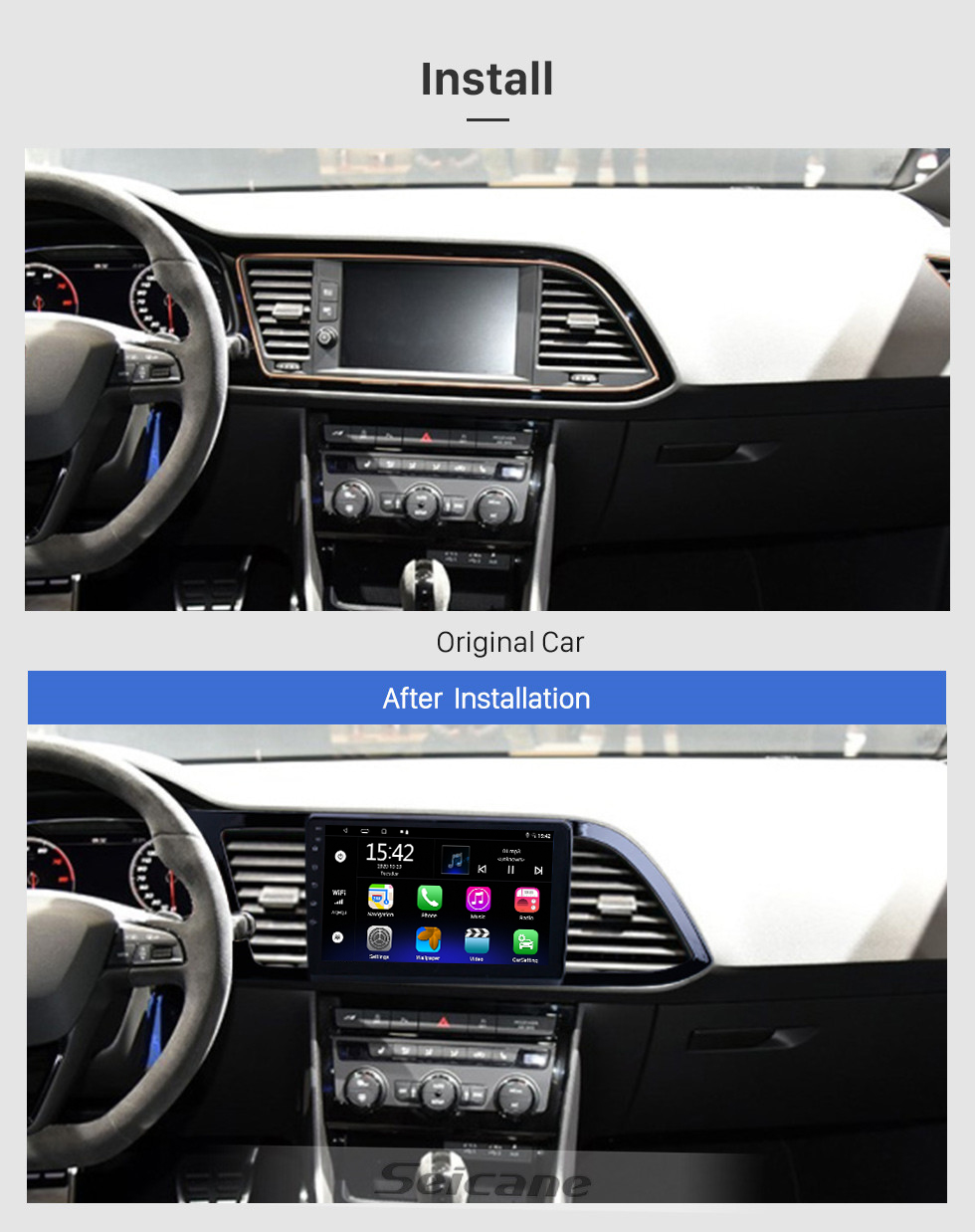 Seicane HD Touchscreen 9 Zoll für 2018 Seat Leon Radio Android 10.0 GPS-Navigationssystem mit AUX WIFI Bluetooth-Unterstützung Carplay