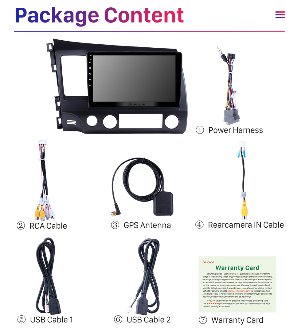 Seicane 9 inch 1024*600 HD Touch Screen Android 9.0 GPS Navigation Radio for 2006-2011 Honda Civic(LHD) with Bluetooth WIFI OBD2 USB Audio Aux 1080P Rearview Camera Seicane 9 inch 1024*600 HD Touch Screen Android 9.0 GPS Navigation Radio for 2006-2011 Honda Civic(LHD) with Bluetooth WIFI OBD2 USB Audio Aux 1080P Rearview Camera