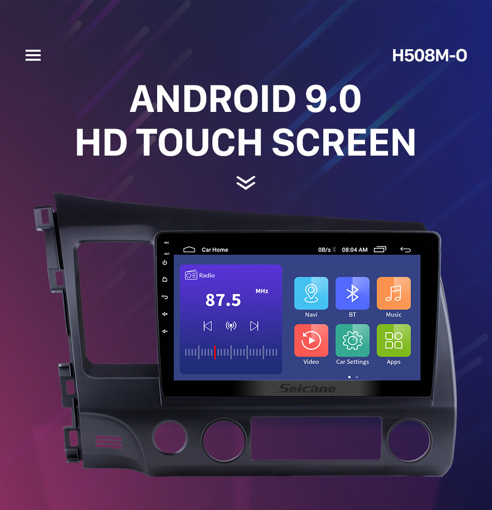 Seicane 9 inch 1024*600 HD Touch Screen Android 9.0 GPS Navigation Radio for 2006-2011 Honda Civic(LHD) with Bluetooth WIFI OBD2 USB Audio Aux 1080P Rearview Camera Seicane 9 inch 1024*600 HD Touch Screen Android 9.0 GPS Navigation Radio for 2006-2011 Honda Civic(LHD) with Bluetooth WIFI OBD2 USB Audio Aux 1080P Rearview Camera