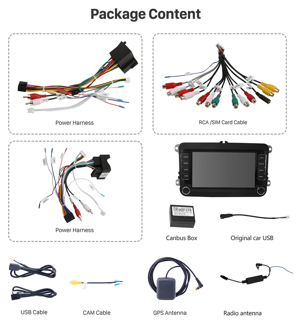 Seicane Android 13.0 para VW Volkswagen Radio universal Pantalla táctil HD Sistema de navegación GPS de 7 pulgadas con soporte Bluetooth DVR Carplay