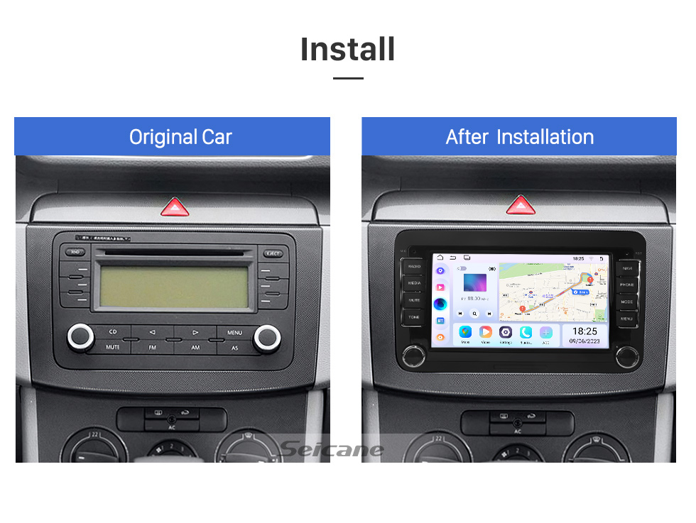 Seicane Pantalla táctil HD de 7 pulgadas para VW Volkswagen Universal Radio Android 13.0 Sistema de navegación GPS con Bluetooth WIFI compatible Carplay Cámara trasera