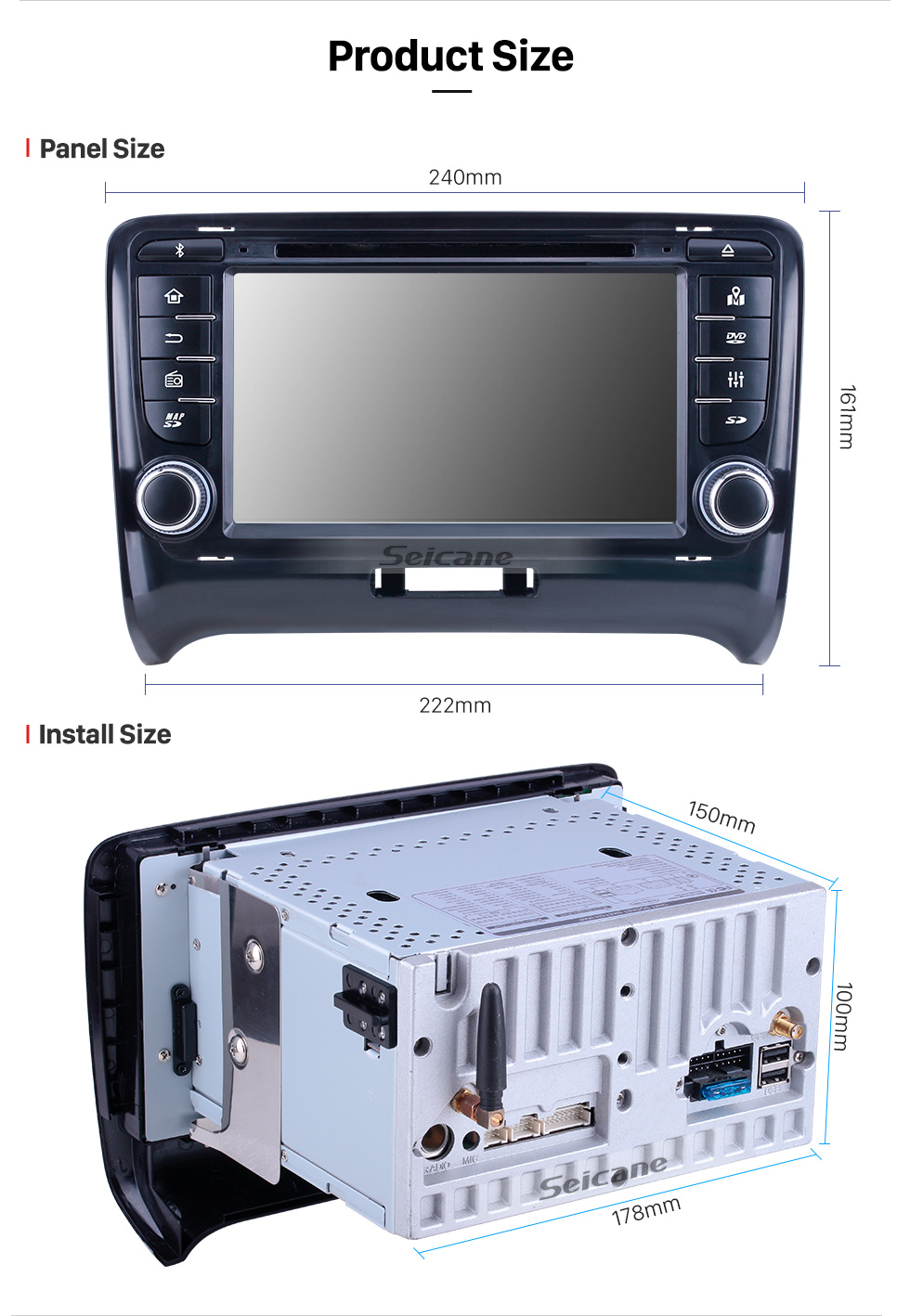 Seicane 7-дюймовый Android 10.0 для 2011 Audi TT Радио с системой GPS-навигации HD Сенсорный экран Carplay Поддержка Bluetooth TPMS DSP Seicane 7-дюймовый Android 10.0 для 2011 Audi TT Радио с системой GPS-навигации HD Сенсорный экран Carplay Поддержка Bluetooth TPMS DSP