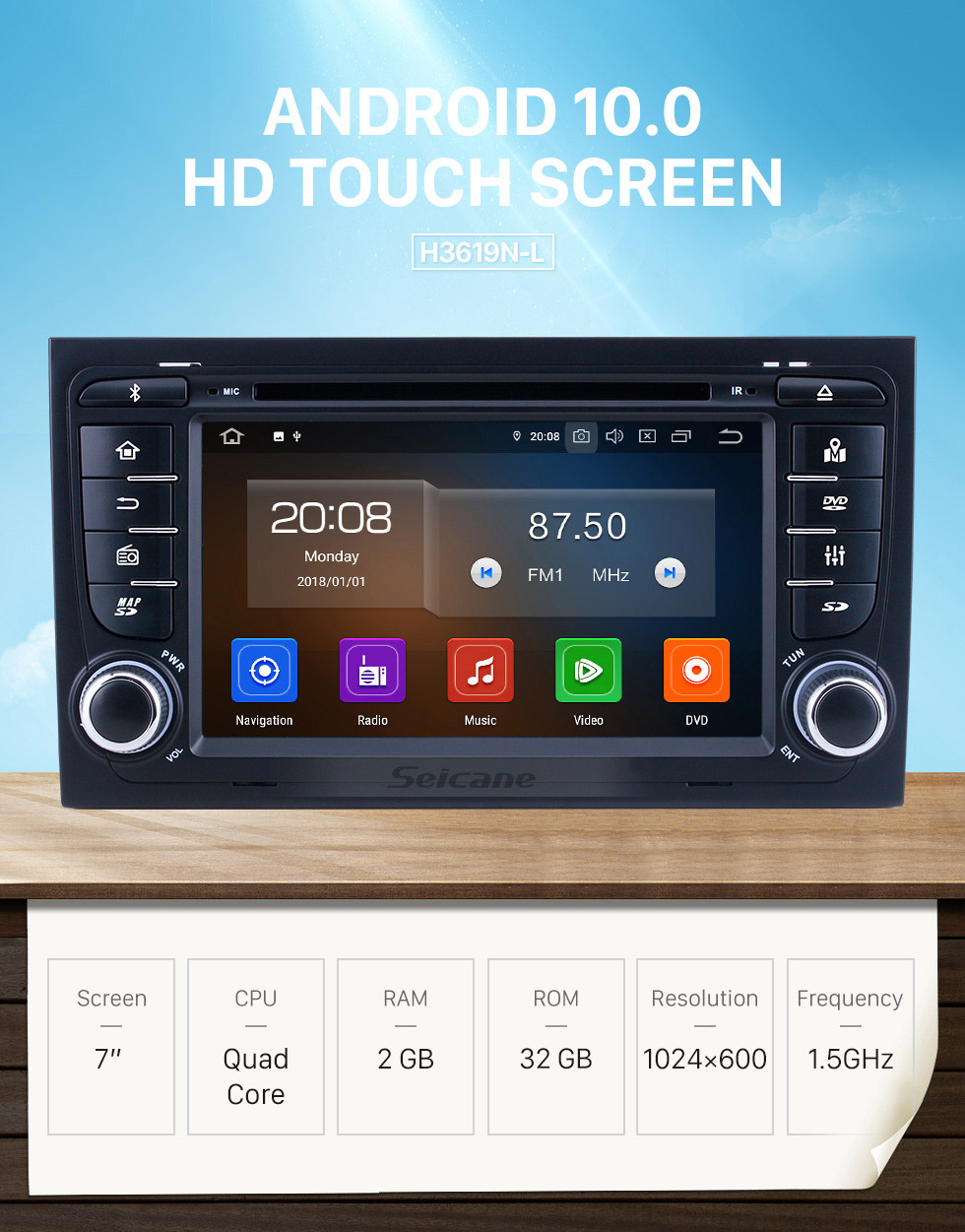 Seicane Для 2011 Audi A4 Radio 7-дюймовый Android 10.0 HD с сенсорным экраном Bluetooth с системой GPS-навигации Поддержка Carplay Задняя камера OBD2 Seicane Для 2011 Audi A4 Radio 7-дюймовый Android 10.0 HD с сенсорным экраном Bluetooth с системой GPS-навигации Поддержка Carplay Задняя камера OBD2