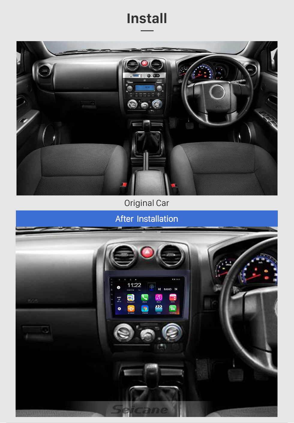 Seicane Android 13.0 HD Touchscreen 9 Zoll für 2008 2009 2010 2011 Isuzu D-Max Radio GPS-Navigationssystem mit USB Bluetooth-Unterstützung Carplay
