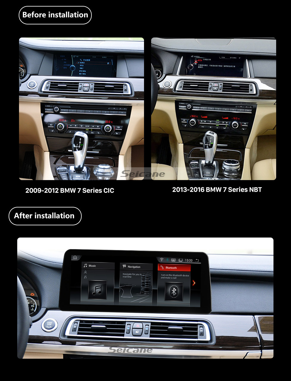 Seicane Android 11.0 12,3 Zoll für 2009–2013 2014 2015 2016 BMW 7er F01 F02 Radio HD Touchscreen GPS-Navigation mit Bluetooth-Unterstützung Carplay SWC