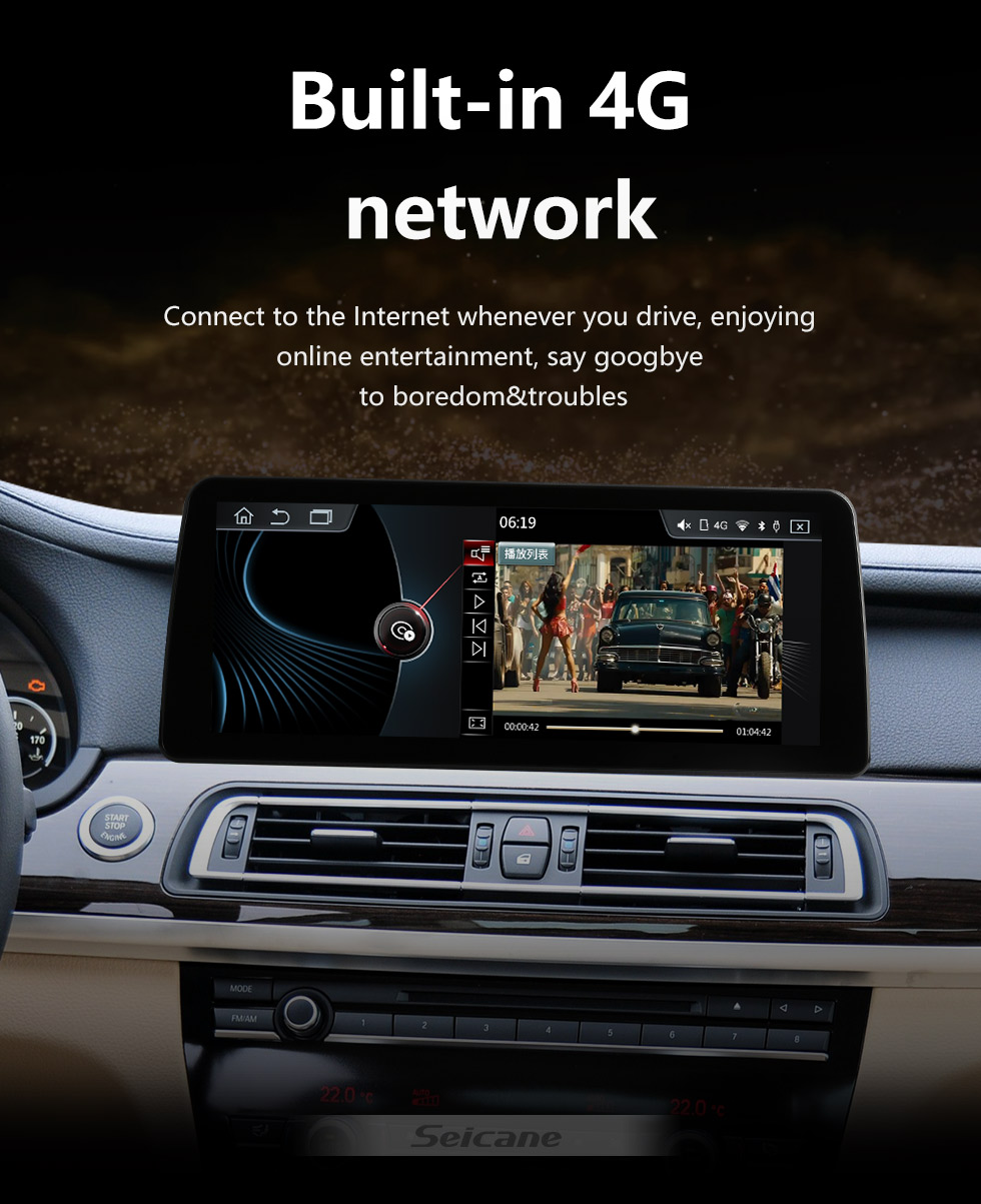 Seicane Android 11.0 12,3 pouces Pour 2009-2013 2014 2015 2016 BMW Série 7 F01 F02 Radio HD Écran tactile Navigation GPS avec prise en charge Bluetooth Carplay SWC