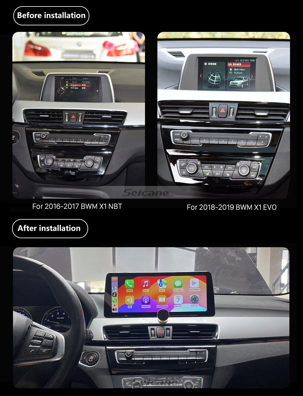 Seicane Для BMW X1 F48 2016-2017 NBT System Radio 12,3-дюймовый сенсорный экран Android 11.0 HD GPS-навигационная система с поддержкой Bluetooth Carplay SWC