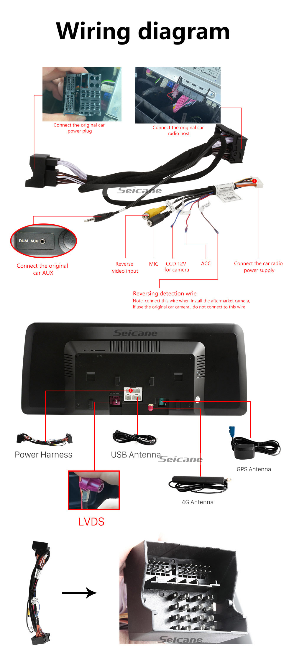 Seicane Pour BMW X1 F48 2016-2017 Système NBT Radio 12,3 pouces Android 11.0 HD Système de navigation GPS à écran tactile avec prise en charge Bluetooth Carplay SWC