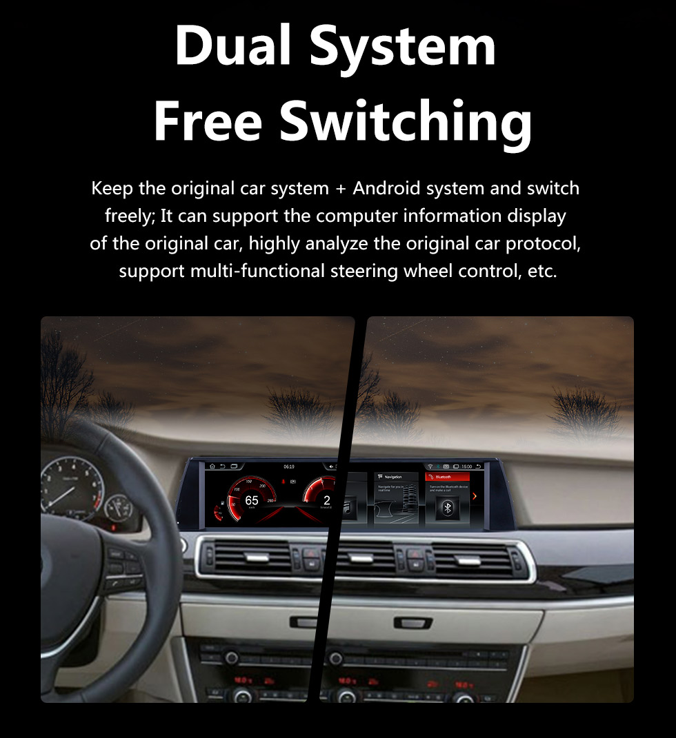 Seicane Android 10.0 10.25 pouces pour BMW Série 5 F07 GT 2011-2012 CIC Radio HD Système de navigation GPS à écran tactile avec prise en charge Bluetooth Carplay DVR