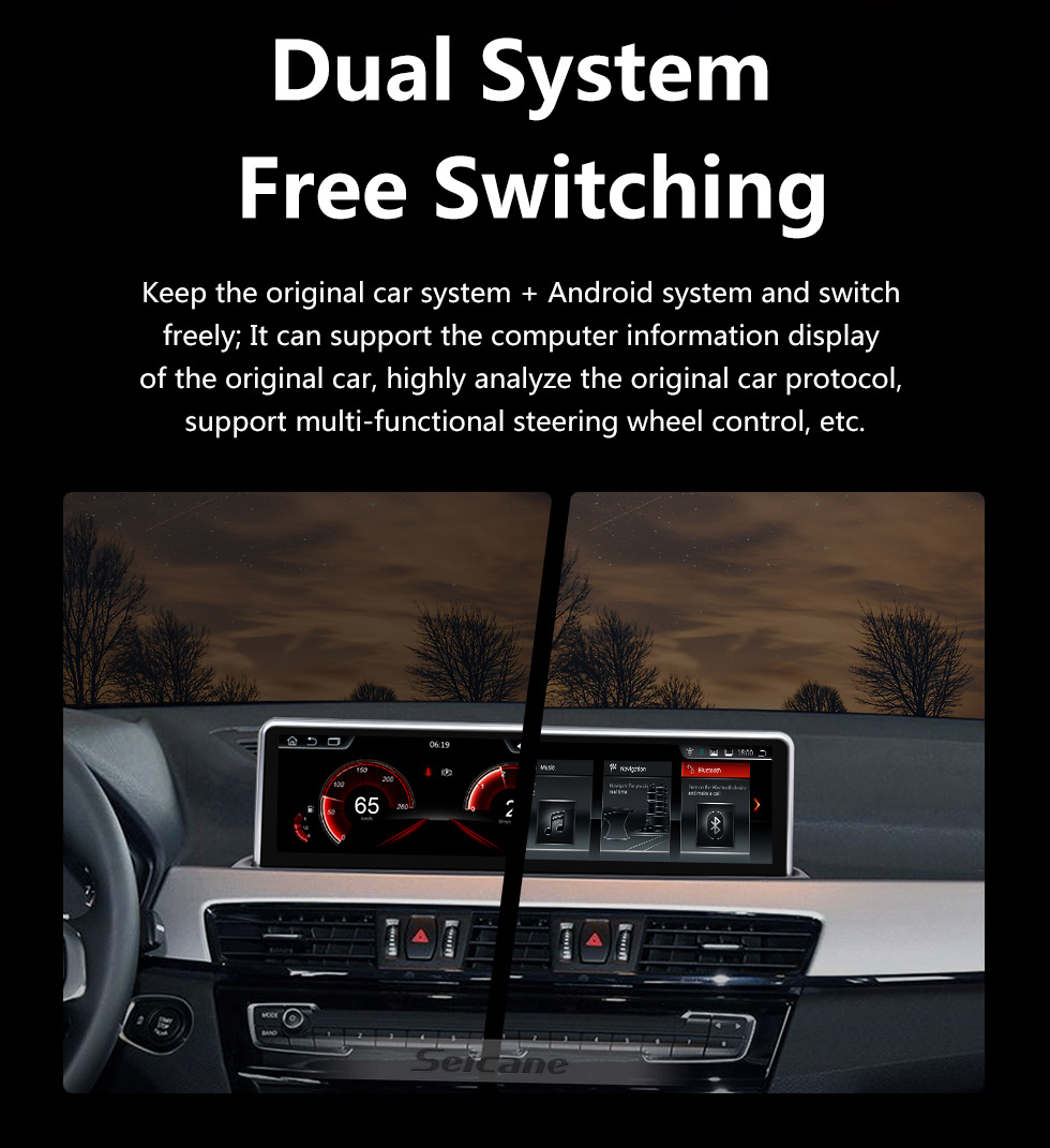 Seicane Para BMW X1 F48 (2018-) EVO Radio 10.25 polegadas Android 9.0 HD Touchscreen GPS Sistema de Navegação com suporte Bluetooth Carplay OBD2 Seicane Para BMW X1 F48 (2018-) EVO Radio 10.25 polegadas Android 9.0 HD Touchscreen GPS Sistema de Navegação com suporte Bluetooth Carplay OBD2