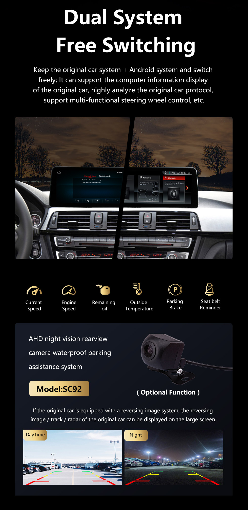 Seicane Android 10.0 10,25 дюйма для BMW 3 Series F30 / F31 / F34 / F35 (2013-2016) / BMW 4 Series F32 / F33 / F36 (2013-2016) EVO Radio HD Touchscreen GPS-навигационная система с поддержкой Bluetooth Carplay