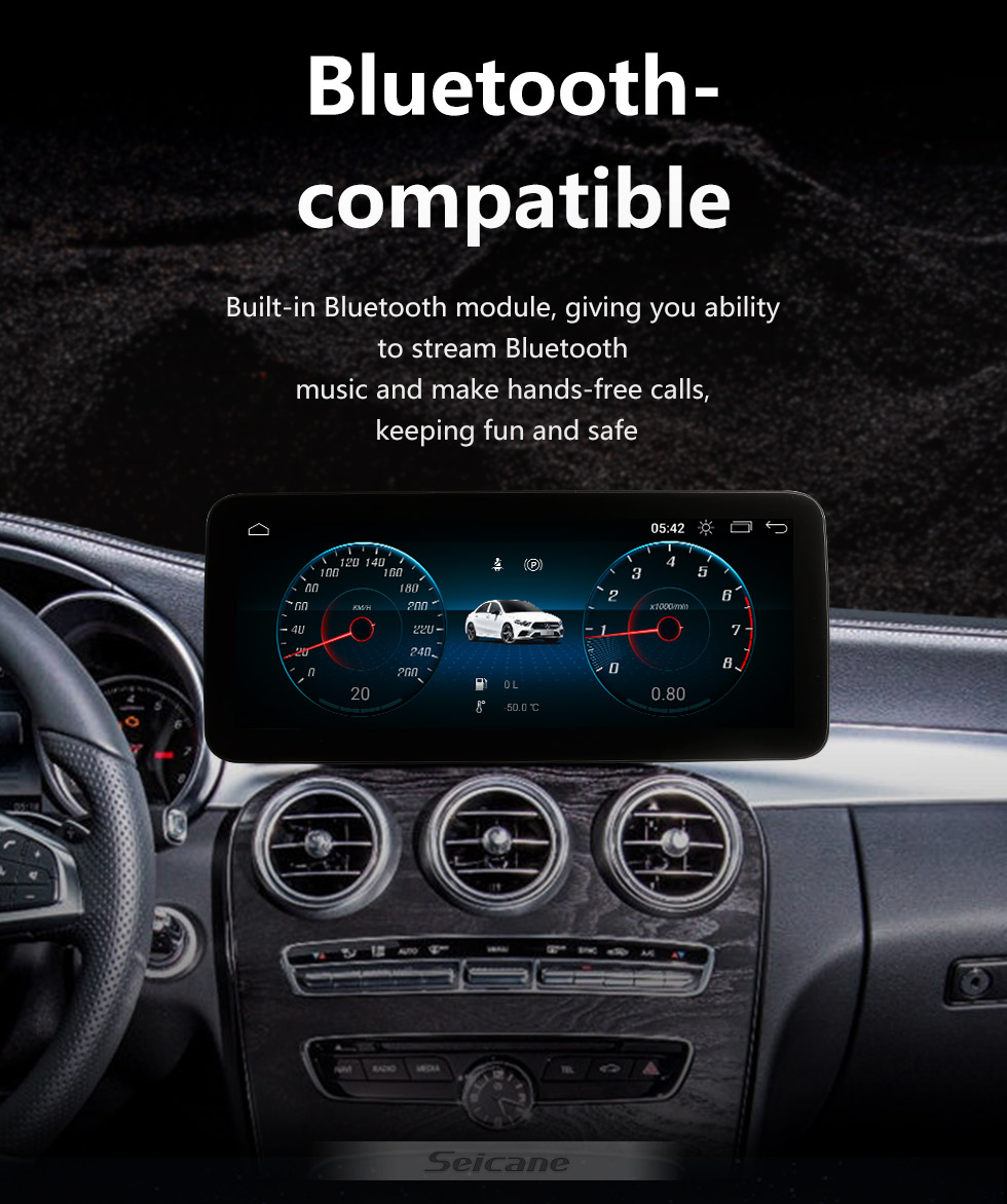 Seicane Android 11.0 Carplay NTG5.0 HD Touchscreen de 12,3 polegadas para 2015 2016 2017 2018 Mercedes C Class W205 C180 C200 C260 C300 V Class W446 V260 X class X250 X350 GLC COUPE Radio Android Auto GPS Navigation System com Bluetooth