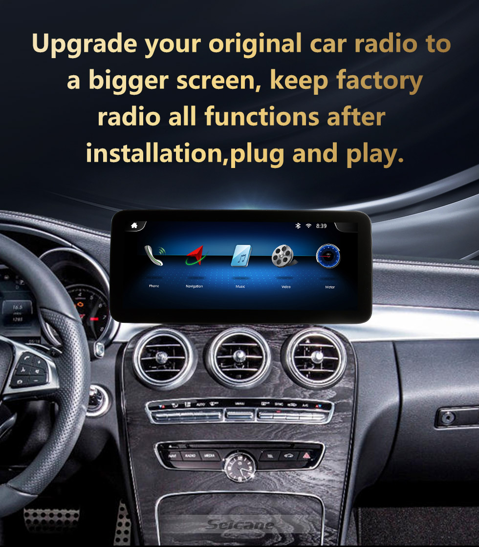 Seicane Android 11.0 Carplay NTG5.0 HD Touchscreen 12.3 inch radio for 2015 2016 2017 2018 Mercedes C Class W205 C180 C200 C260 C300 V Class W446 V260 X class X250 X350 GLC COUPE Radio Android Auto GPS Navigation System with Bluetooth