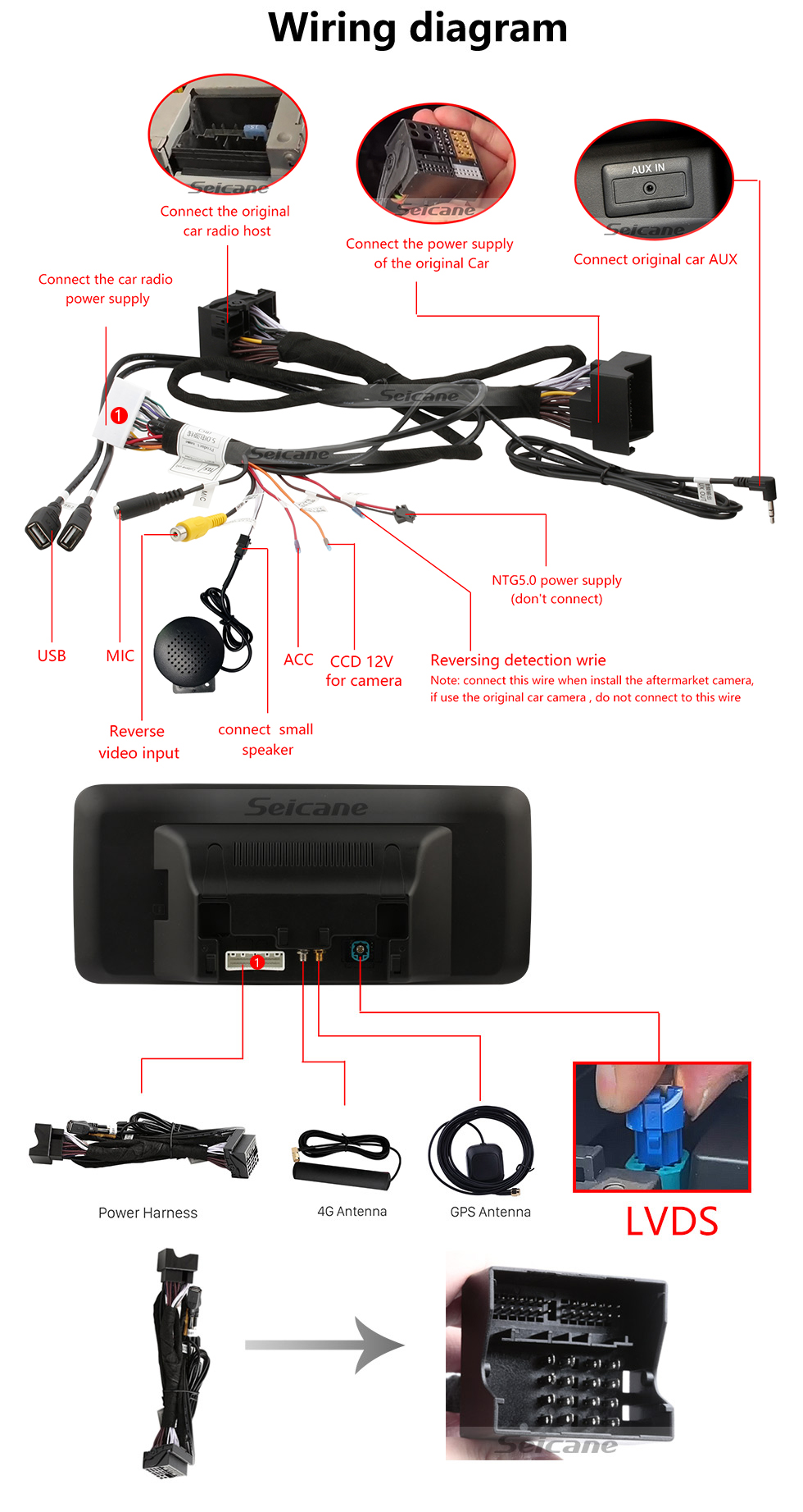 Seicane Android 11.0 Carplay NTG5.0 HD Pantalla táctil de 12.3 pulgadas para 2015 2016 2017 2018 Mercedes Clase C W205 C180 C200 C260 C300 V Clase W446 V260 X clase X250 X350 GLC COUPE Radio Android Auto Sistema de navegación GPS con Bluetooth