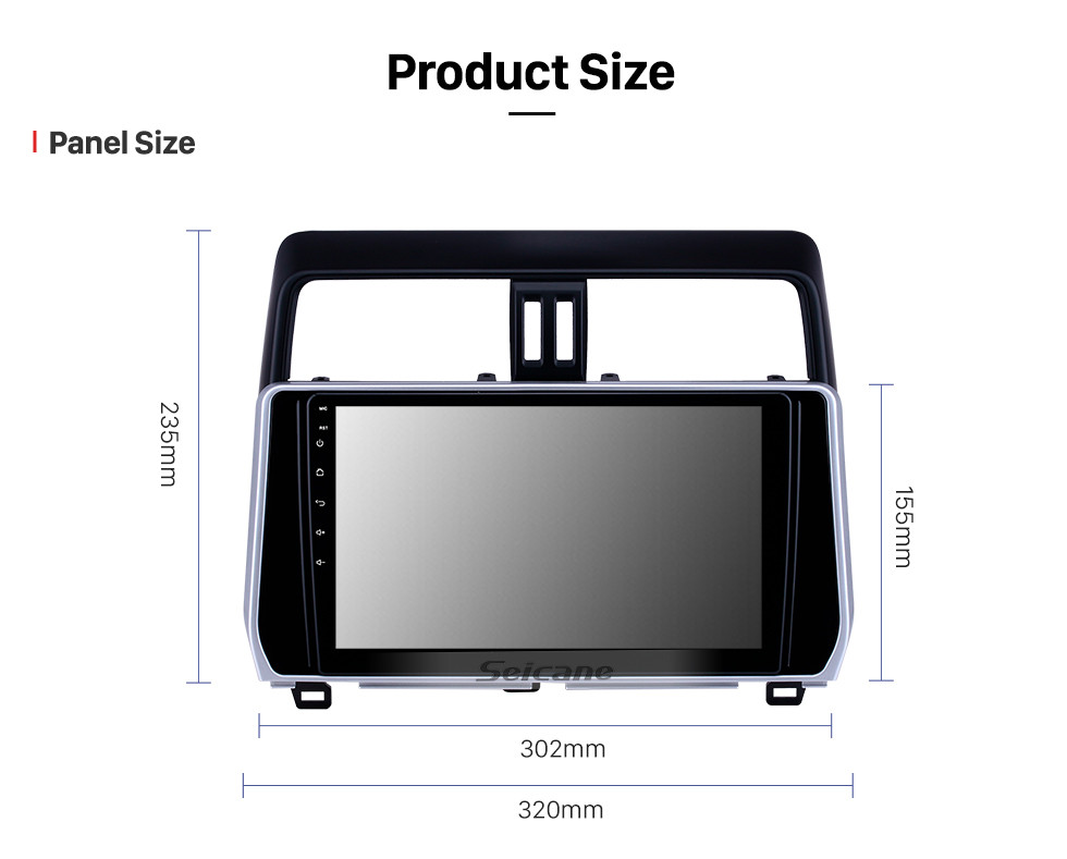 Seicane Radio de navigation GPS Android 13.0 de 10,1 pouces pour Toyota Prado 2018 avec prise en charge Bluetooth à écran tactile HD Commande au volant Carplay