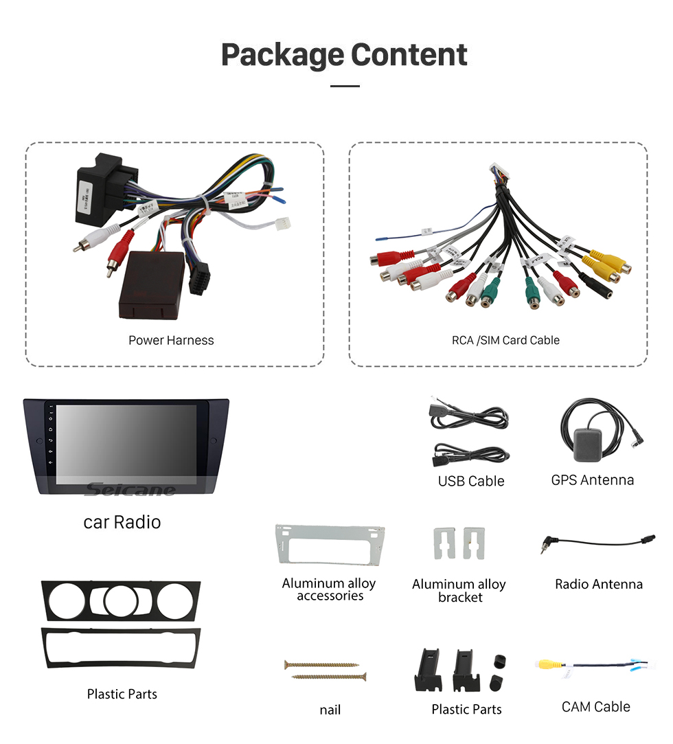 Seicane Pantalla táctil HD de 9 pulgadas para 2005 2006 2007-2012 BMW 3 Series E90 E91 E92 E93 316i 318i 320i 320si 323i 325i 328i 330i 335i 335is M3 316d 318d 320d 325d 330d 335d Radio Android