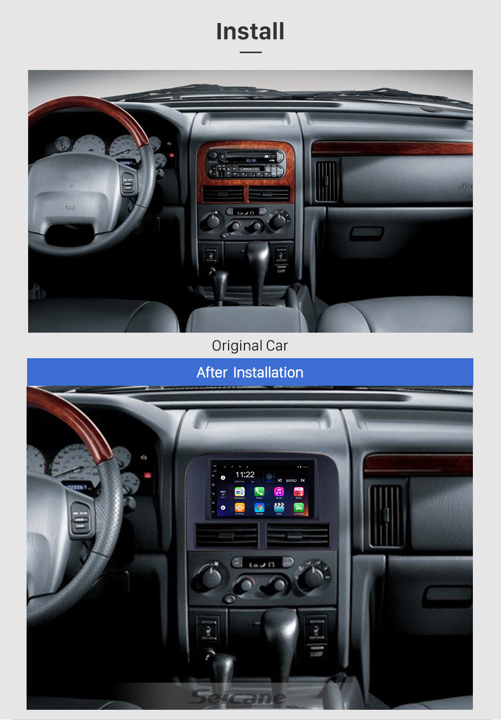 Seicane 7 pulgadas Android 10.0 para 1999 2000 2001-2004 Jeep Grand Cherokee Radio Sistema de navegación GPS con pantalla táctil HD Soporte Bluetooth Carplay