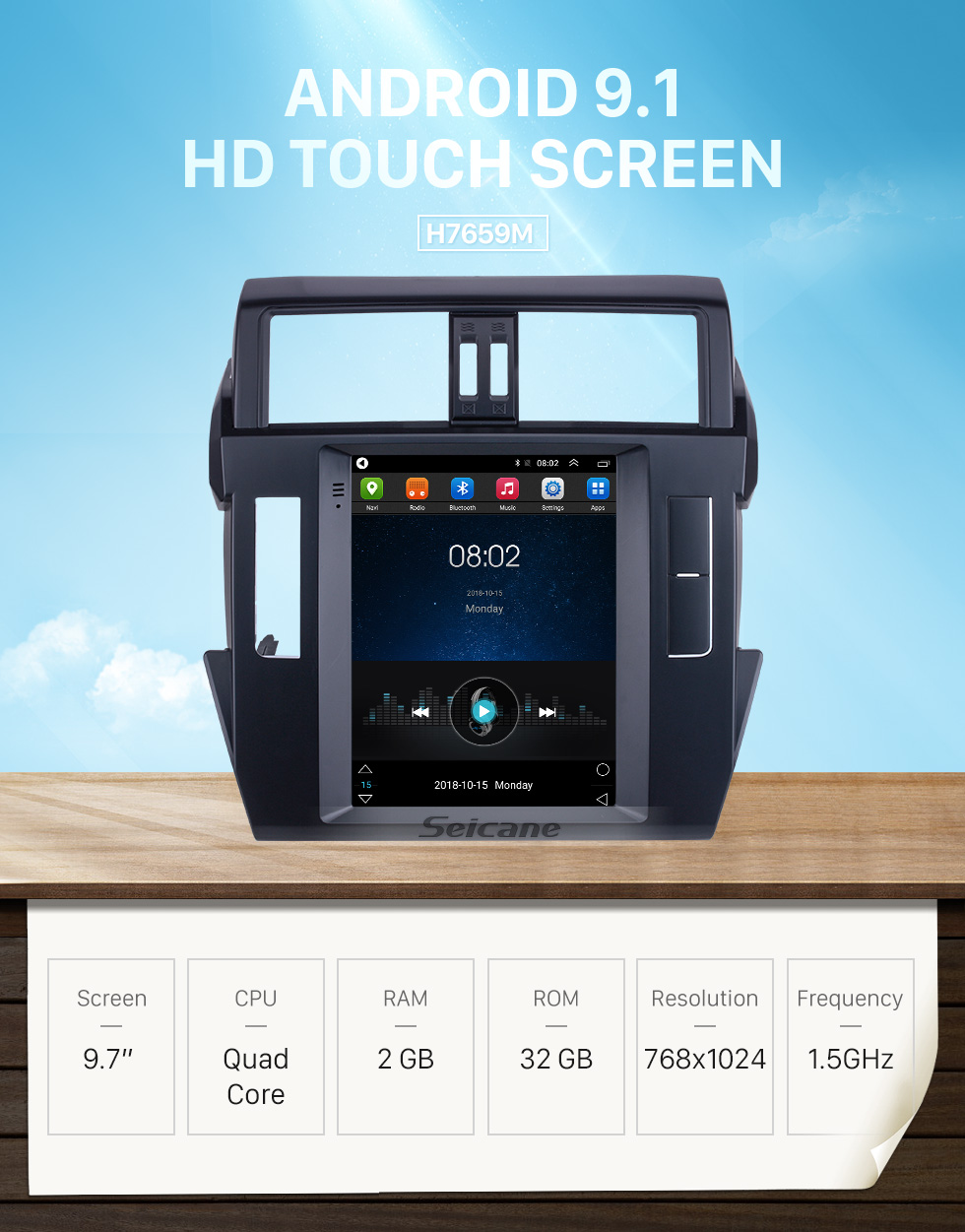 Seicane Android 9.1 9.7 inch for 2016 Toyota Prado Radio GPS Navigation System with HD Touchscreen Bluetooth AUX support Carplay DVR OBD2 Seicane Android 9.1 9.7 inch for 2016 Toyota Prado Radio GPS Navigation System with HD Touchscreen Bluetooth AUX support Carplay DVR OBD2