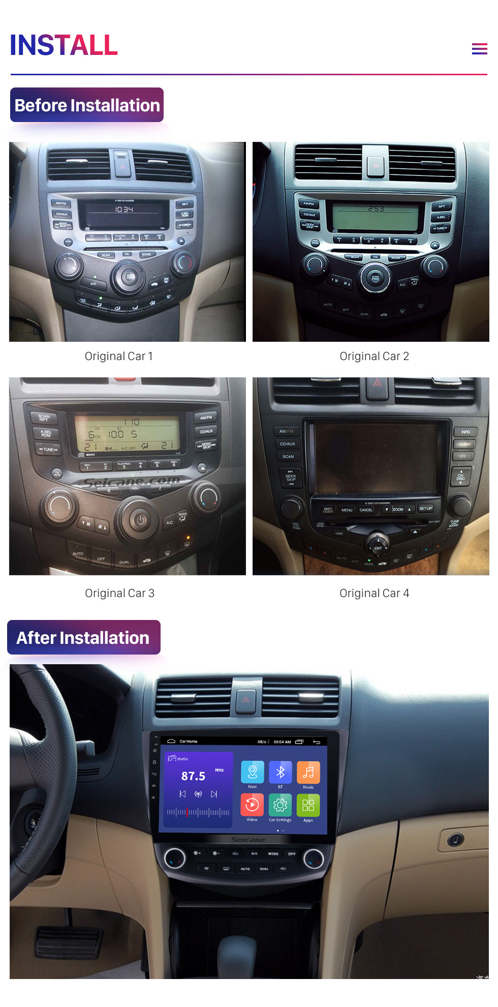 Seicane 10,1 pouces Android 8.1 HD 1024 * 600 Autoradio à écran tactile pour 2003 2004 2005 2006 2007 Honda Accord 7 Navigation GPS Bluetooth Musique WIFI USB Lien miroir Unité de soutien DVR OBD2 Commande au volant Caméra de recul Seicane 10,1 pouces Android 8.1 HD 1024 * 600 Autoradio à écran tactile pour 2003 2004 2005 2006 2007 Honda Accord 7 Navigation GPS Bluetooth Musique WIFI USB Lien miroir Unité de soutien DVR OBD2 Commande au volant Caméra de recul