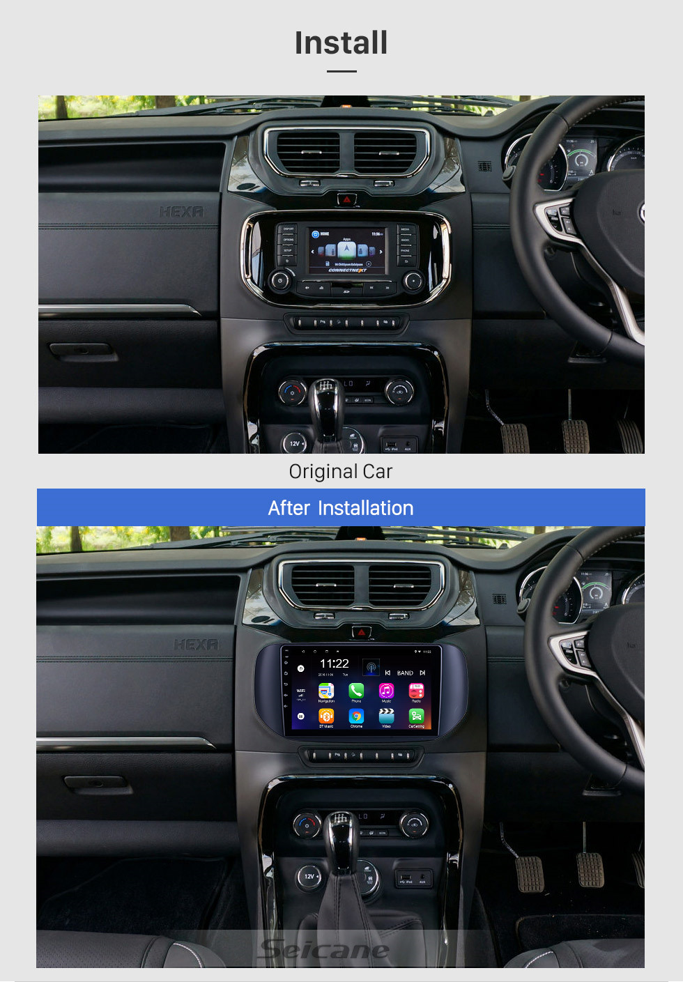 Seicane OEM Android 10.0 para 2018 Tata Hexa RHD Radio con Bluetooth 9 pulgadas HD Pantalla táctil Sistema de navegación GPS compatible con Carplay