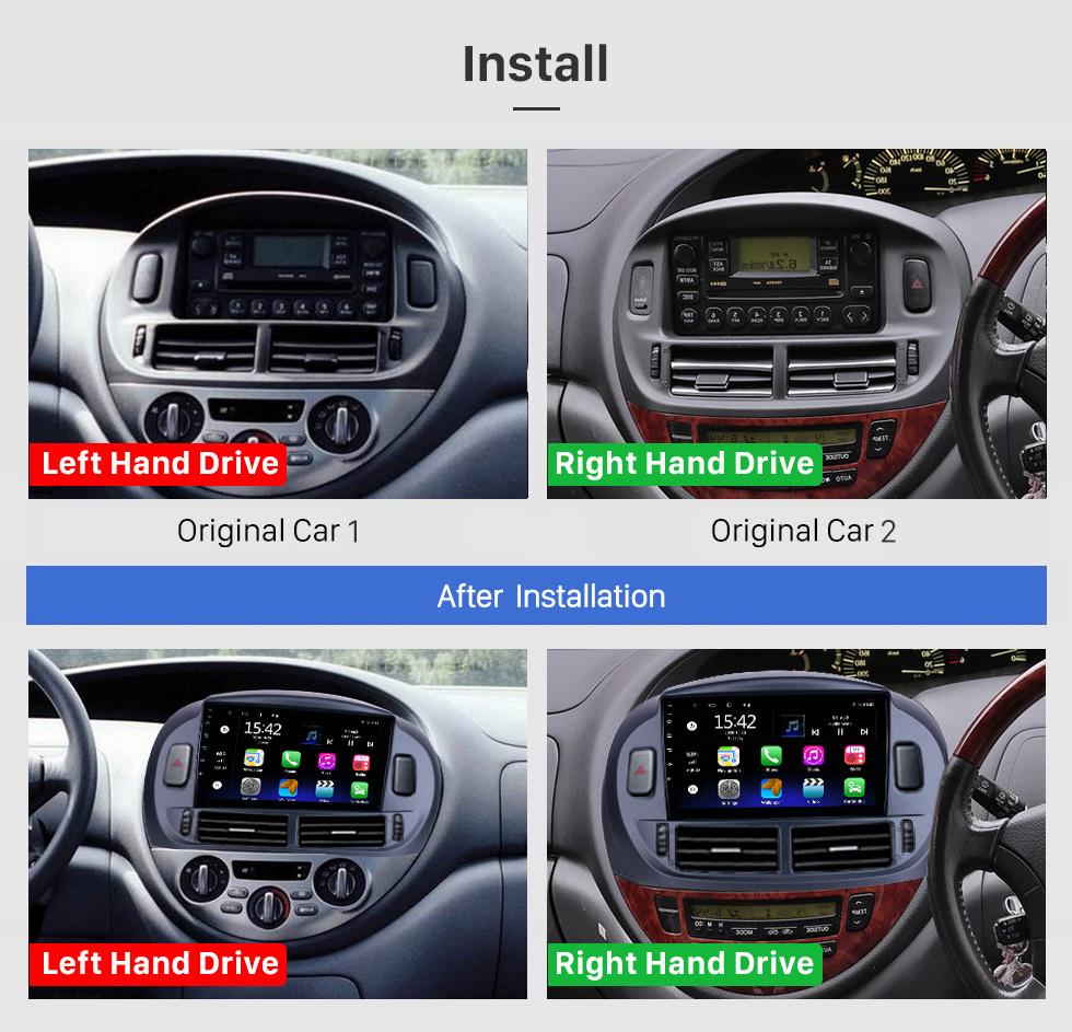 Seicane 9 pouces Android 10.0 pour 2002 2003 2004 2005 2006 TOYOTA ESTIMA / ACR30 (RHD) Radio Système de navigation GPS avec écran tactile HD Prise en charge Bluetooth Carplay Digital TV