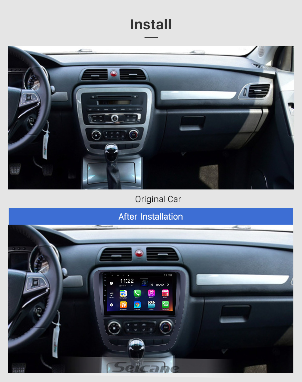 Seicane Para 2018 JAC Shuailing T6 T8 Radio 9 pulgadas Android 10.0 HD Pantalla táctil Sistema de navegación GPS con soporte Bluetooth Carplay OBD2