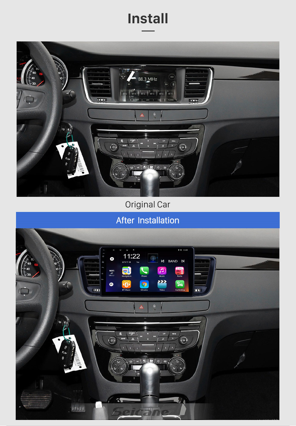 Seicane Android 10.0 HD Pantalla táctil de 9 pulgadas para 2011 2012 2013-2017 Peugeot 508 Radio Sistema de navegación GPS con soporte Bluetooth Carplay TPMS