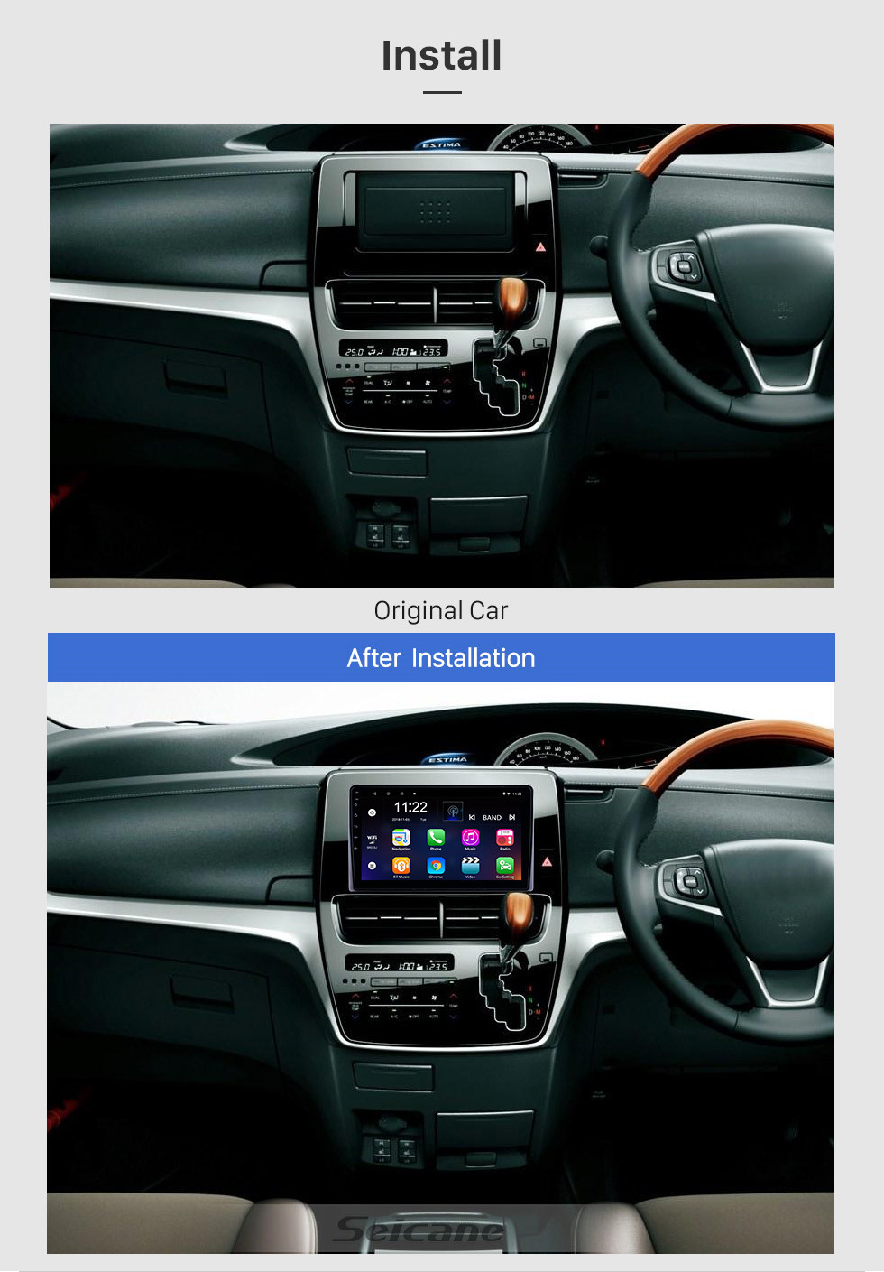 Seicane 10.1 polegadas Android 10.0 para 2019 Toyota Previa Radio Sistema de Navegação GPS Com HD Touchscreen Suporte Bluetooth Carplay Câmera traseira
