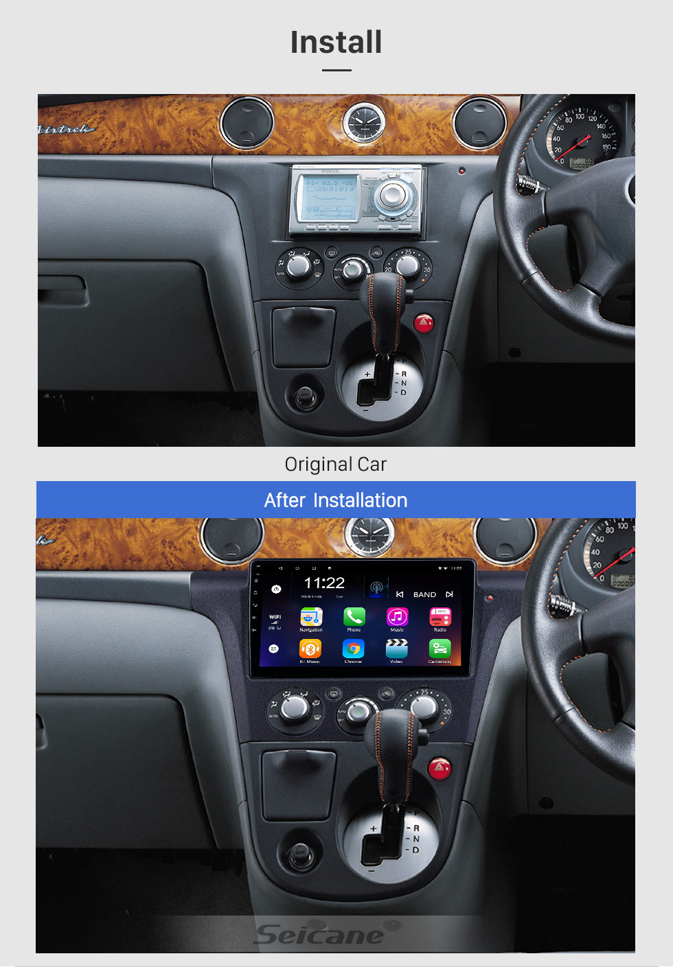 Seicane 10.1 polegada android 10.0 para 2001 2002-2005 mitsubishi airtrek/outlander rádio sistema de navegação gps com hd touchscreen suporte bluetooth carplay