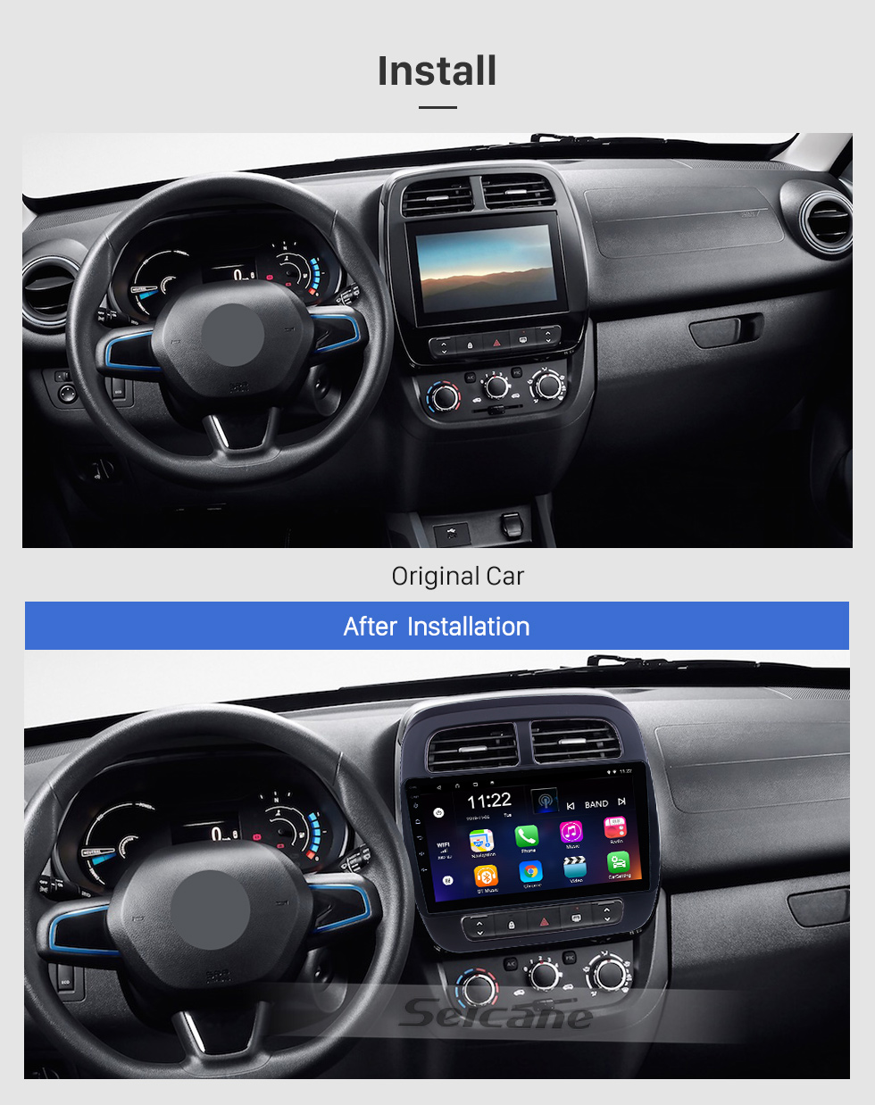 Seicane Écran tactile HD 10,1 pouces Android 10.0 pour 2019 Renault City K-ZE Radio Système de navigation GPS avec support Bluetooth Carplay DVR Seicane Écran tactile HD 10,1 pouces Android 10.0 pour 2019 Renault City K-ZE Radio Système de navigation GPS avec support Bluetooth Carplay DVR