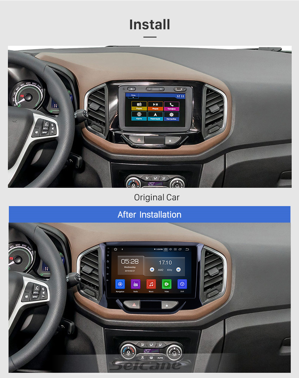 Seicane 9-дюймовый Android 10.0 для 2015-2018 2019 Lada Xray Radio GPS навигационная система с сенсорным экраном HD Bluetooth Поддержка Carplay OBD2 DVR Seicane 9-дюймовый Android 10.0 для 2015-2018 2019 Lada Xray Radio GPS навигационная система с сенсорным экраном HD Bluetooth Поддержка Carplay OBD2 DVR