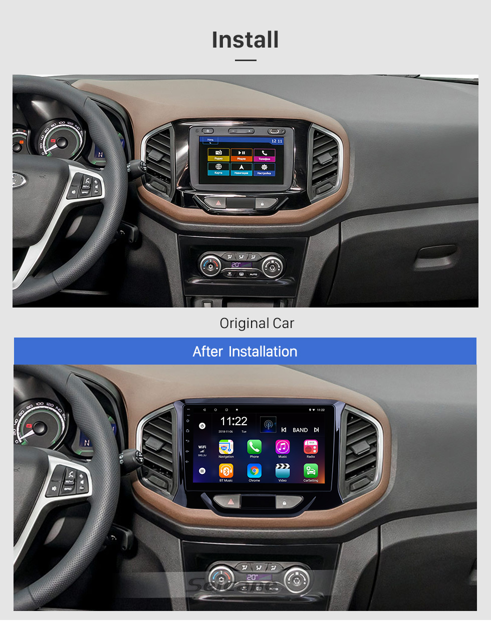 Seicane OEM 9 дюймов Android 10.0 для 2015 2016-2019 Lada Xray Radio с Bluetooth HD с сенсорным экраном GPS-навигация Поддержка Carplay DAB +