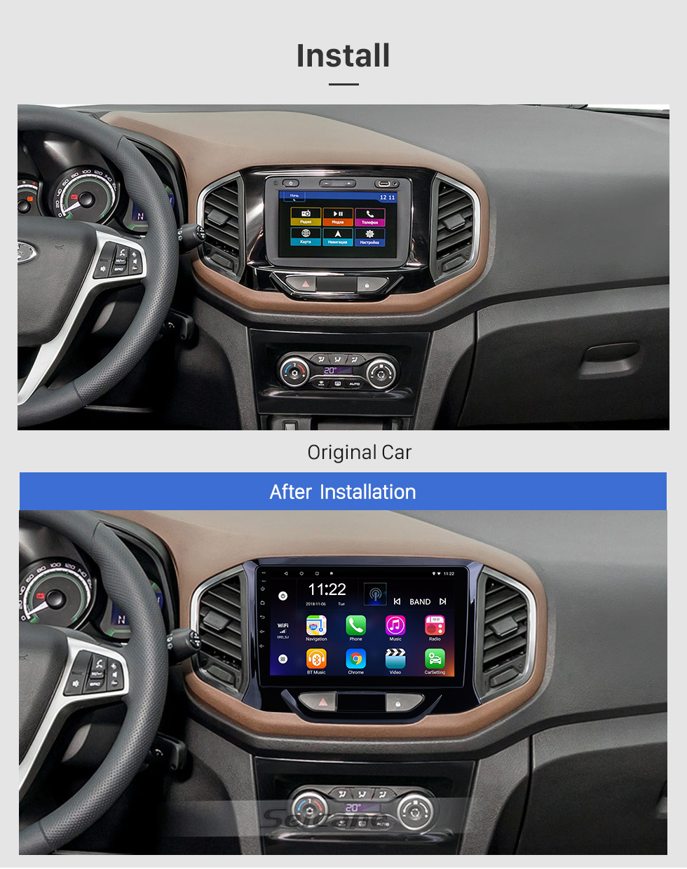 Seicane OEM 9 pulgadas Android 10.0 para 2015 2016-2019 Lada Xray Radio con Bluetooth HD Pantalla táctil Sistema de navegación GPS compatible con Carplay DAB +