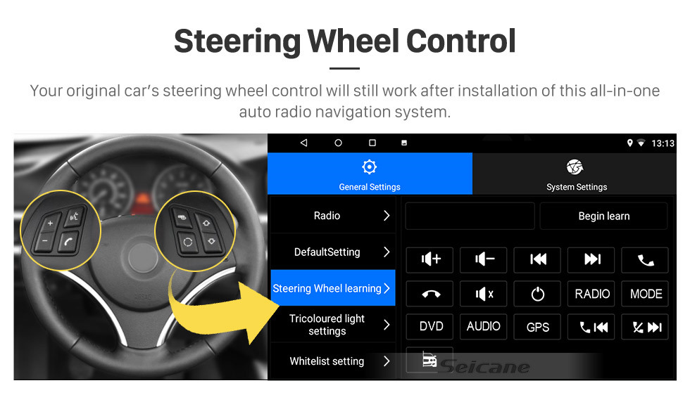 Seicane OEM Android 9.0 de 9 pulgadas para 2010 Mitsubishi Galant Radio con Bluetooth HD Pantalla táctil Sistema de navegación GPS compatible con Carplay