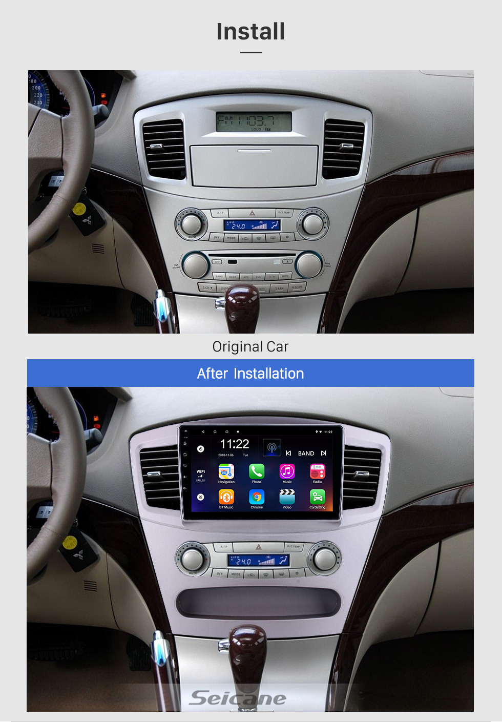 Seicane OEM Android 9.0 de 9 pulgadas para 2010 Mitsubishi Galant Radio con Bluetooth HD Pantalla táctil Sistema de navegación GPS compatible con Carplay