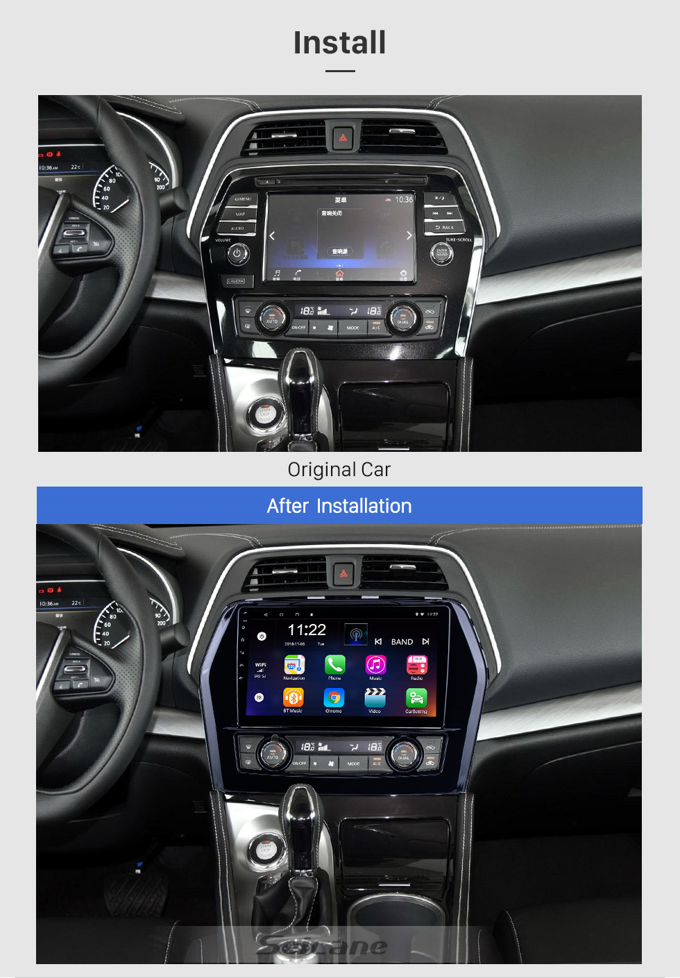 Seicane Android 10.0 HD Touchscreen 10.1 polegadas para 2016 Nissan Teana / Maxima Radio Sistema de Navegação GPS com suporte Bluetooth Carplay TPMS