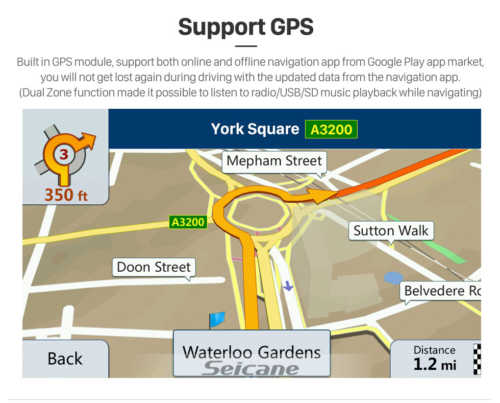 Seicane 9-дюймовый Android 10.0 для 2012 Toyota Yaris / Vitz Radio GPS навигационная система с сенсорным экраном HD Поддержка Bluetooth Carplay Задняя камера
