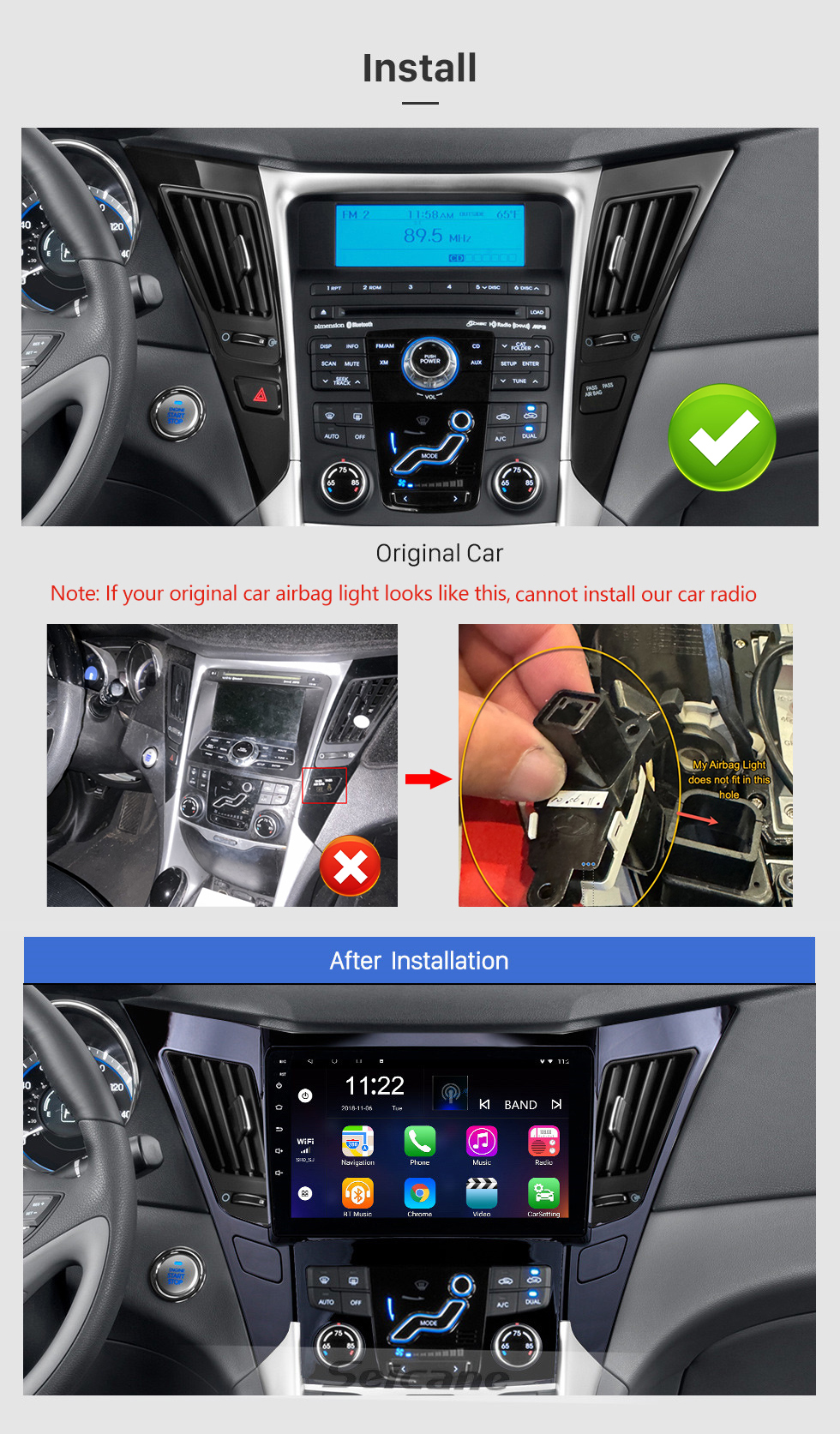 Seicane Android 13.0 9 inch HD Touchscreen GPS Navigation Radio for 2011-2015 Hyundai Sonata 8 with Bluetooth WIFI support Carplay SWC DAB+ Seicane Android 13.0 9 inch HD Touchscreen GPS Navigation Radio for 2011-2015 Hyundai Sonata 8 with Bluetooth WIFI support Carplay SWC DAB+