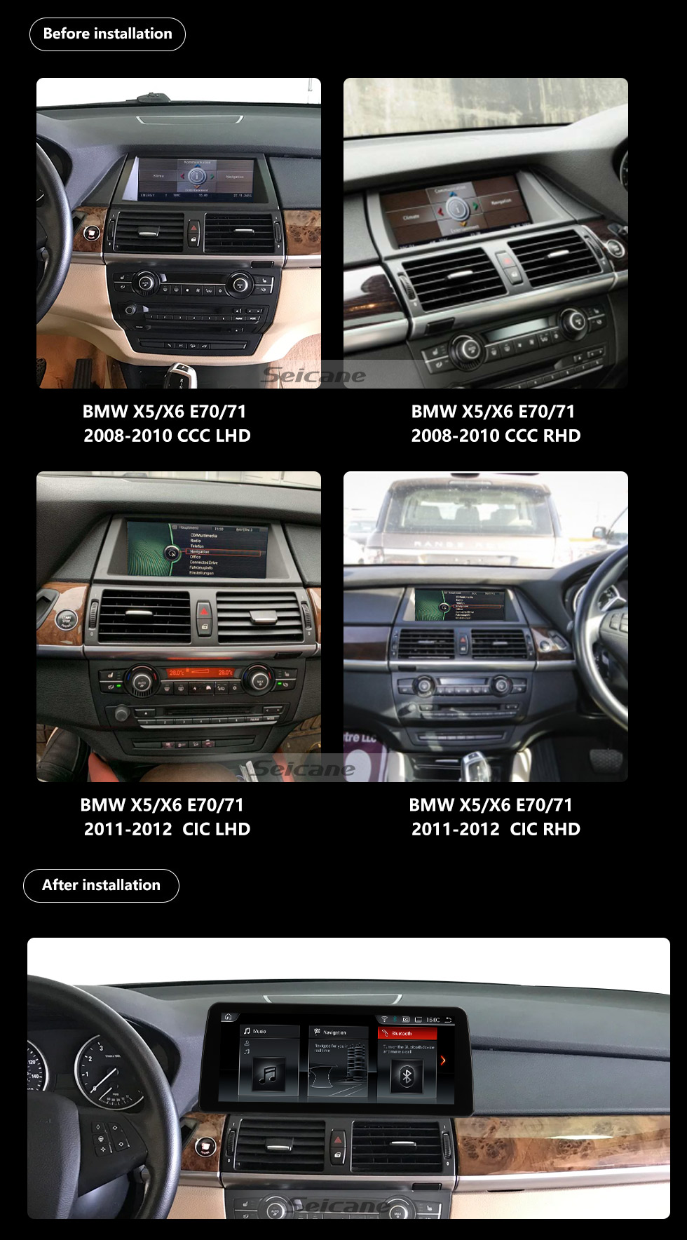 Seicane 10,25-дюймовый Android 10.0 для BMW X5 E70 / X6 E71 (2011-2014) CCC Radio HD с сенсорным экраном Система GPS-навигации с поддержкой Bluetooth Carplay DVR Seicane 10,25-дюймовый Android 10.0 для BMW X5 E70 / X6 E71 (2011-2014) CCC Radio HD с сенсорным экраном Система GPS-навигации с поддержкой Bluetooth Carplay DVR