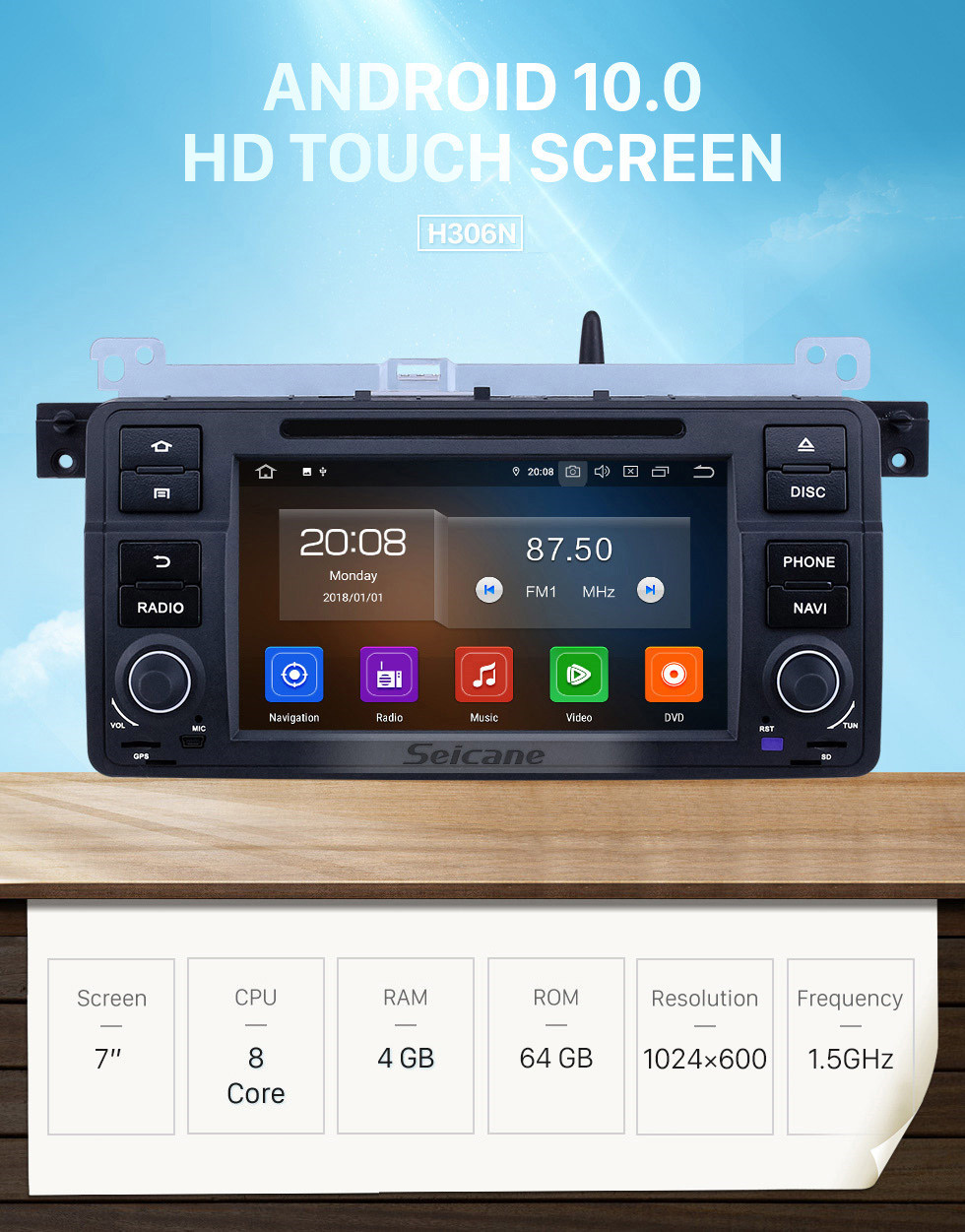 Seicane 7 inch Android 10.0 GPS Navigation Radio for 1998-2006 BMW 3 Series E46 M3 with HD Touchscreen Carplay Bluetooth WIFI USB support OBD2 SWC Steering Wheel Control Seicane 7 inch Android 10.0 GPS Navigation Radio for 1998-2006 BMW 3 Series E46 M3 with HD Touchscreen Carplay Bluetooth WIFI USB support OBD2 SWC Steering Wheel Control